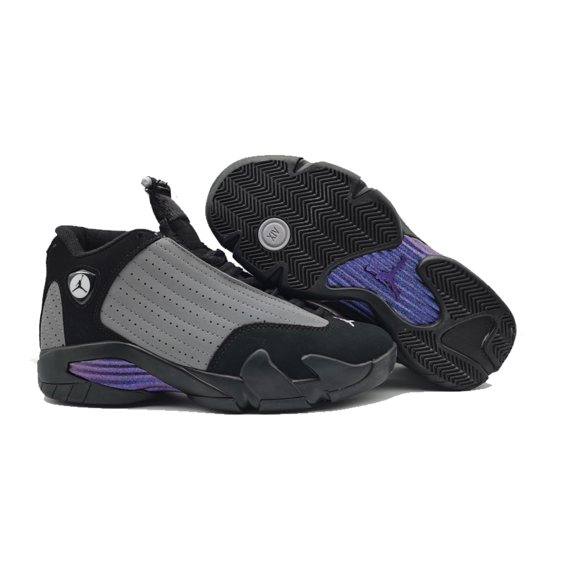 New Air Jordan 14 Retro Black Grey Purple Shoes
